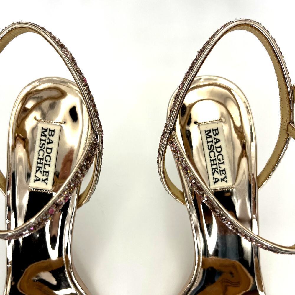 Badgley Mischka Olympia High Heel Glitter Sandals Rose Gold Women's 13 - Picture 4 of 11